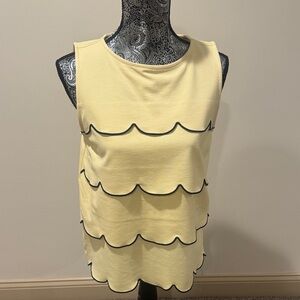 Ann Taylor Light Yellow Scalloped Tank Top